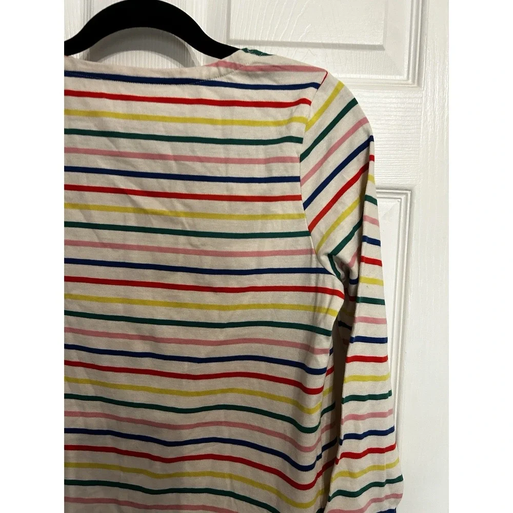 NWT‎ Boden Girls 15-16 y Shirt Striped Long Sleeve Boat Neck Top Rainbow Cotton